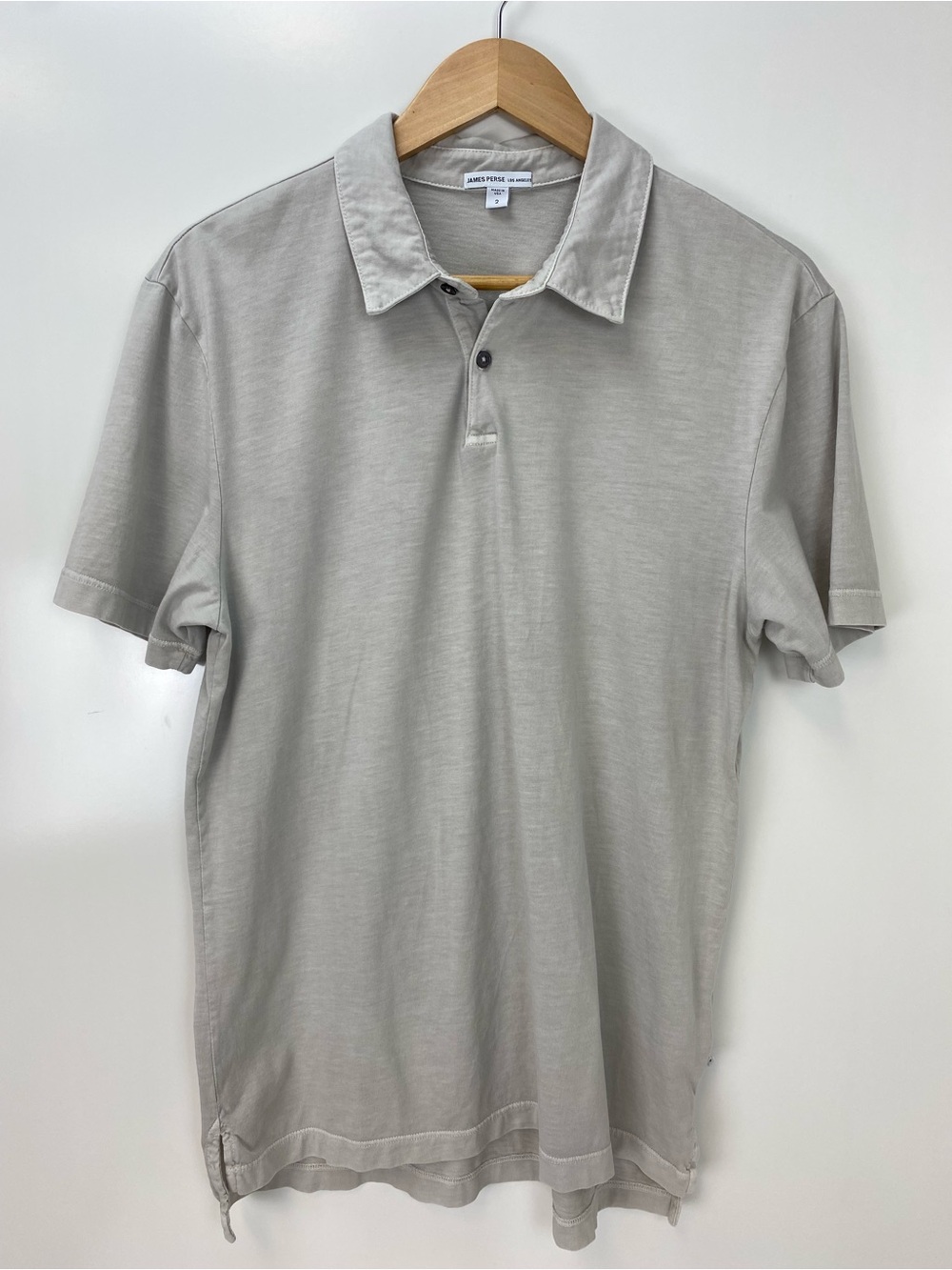 James Perse Men’s Short-Sleeve Polo in Light Gray